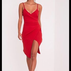 Wrap red dress